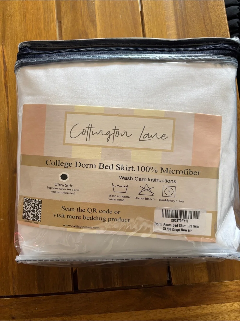 White College Dorm Bed Skirt - 100% Microfiber